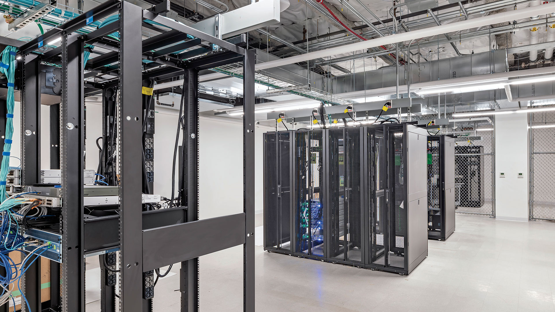 Fiber optic backbone cables from 8 IDFs tie back to the data center at BD Biosciences.